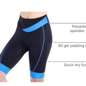 Women's Black and Blue Bike Shorts